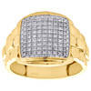 10K Yellow Gold Mens Diamond Pinky Ring 16mm Step Shank Domed Pave Band 1/4 CT.