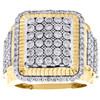 10K Yellow Gold Diamond Fluted Square Pinky Ring 22mm Step Shank Pave Band 2 CT.