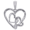 10K Two Tone Gold Round Diamond Triple Heart Pendant Cut Out Charm 0.16 CT.