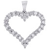 14K White Gold Round Diamond Cut Out Heart Pendant Love Charm 1" Long 1 CT.