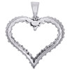 14K White Gold Round Diamond Cut Out Heart Pendant Love Charm 1" Long 1 CT.