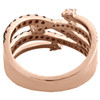 10K Rose Gold Brown Diamond Waved Intertwined Split Design Cocktail Ring 1 CT.