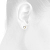10K Yellow Gold Round Diamond Cut Out Swirl 13.5mm Heart Stud Earrings 0.16 CT.