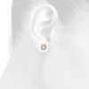 14K Rose Gold Cluster Diamond 9.5mm Flower Square Halo Stud Earrings 0.38 CT.