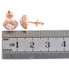 14K Rose Gold Cluster Diamond 10mm Hexagon Halo Flower Stud Earrings 0.38 CT.