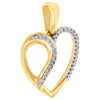 10K Yellow Gold Round Diamond Cut Out Swirl Heart Pendant 0.90" Charm 0.10 CT.