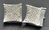 Diamond Studs Sterling Silver White Finish 4 Prong 3D Kite Earrings 0.33 Ct.