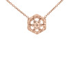 14K Rose Gold Diamond Flower Halo Circle Pendant 17.5" Cable Necklace 0.33 CT.