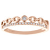 10K Rose Gold Bezel Set Diamond Chain Link Right Hand Cocktail Ring 1/12 CT.