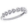 14K White Gold Bezel Set Diamond Milgrain Edge Hearts Stackable Ring 0.10 CT.