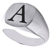 Solid 10K White Gold Initial Letter A  Statement Pinky Signet Ring 14.50mm Band