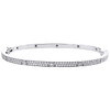 14K White Gold Genuine Round Diamond Small 3.60mm Bracelet 21cm Bangle 1.95 CT.