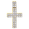 10K Yellow Gold Two Row Round Diamond Block Cross Pendant 1.40" Charm 1.75 Ct.