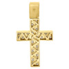 10K Yellow Gold Two Row Round Diamond Block Cross Pendant 1.40" Charm 1.75 Ct.