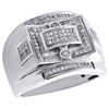 10K White Gold Mens Genuine Diamond Statement Pave Pinky Ring 18mm Band 0.35 CT