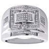 10K White Gold Mens Genuine Diamond Statement Pave Pinky Ring 18mm Band 0.35 CT