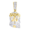 Yellow Diamond Crying Jesus Face Pendant 10K Yellow Gold Charm 0.16 CT.