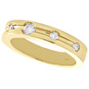 14K Yellow Gold Diamond Bezel Set Grooved Center Ladies Wedding Band 0.25 CT.