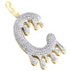 10K Yellow Gold Diamond Initial C Letter Drip Bubble Pendant Pave Charm 1/2 CT.