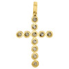 10K Yellow Gold Real Diamond Cross Bezel Set Pendant 1.50" Charm 1/2 CT.