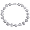 Mens 3D Beaded 8mm Ball Diamond Cluster Bracelet Sterling Silver 8" Bead 3.50 CT