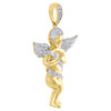 10K Yellow Gold Genuine Round Diamond Praying Angel Wings Pendant Charm 0.46 Ct.