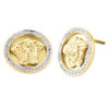 designer-Ohrstecker aus 10-karätigem Gelbgold mit 3D-Medusa-Gesicht und Diamanten für Herren, 13 mm, 0,20 ct