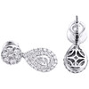 14K White Gold Pear Diamond Stud + Teardrop Dangler Jacket Earrings 2.50 CT.