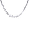 14K White Gold Diamond Flower Setting Circle Tennis Link 18.5" Necklace 5 CT.