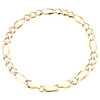 Mens 10K Yellow Gold 6.50mm Diamond Cut Solid Figaro Link Bracelet 7 - 9 Inches