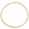 10K Yellow Gold 2.50mm Solid Diamond Cut Rope Link Bracelet / Anklet 7 - 8 Inch