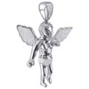 Diamond Mini 3D Angel Piece Pendant 925 Sterling Silver 1.90" Wings Charm .45 Ct