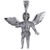 Diamond Mini 3D Angel Piece Pendant 925 Sterling Silver 1.90" Wings Charm .45 Ct