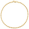 10K Yellow Gold 2mm Solid Diamond Cut Rope Link Bracelet / Anklet 7 - 9 Inch