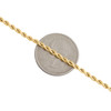 10K Yellow Gold 2.50mm Hollow Diamond Cut Rope Link Bracelet / Anklet 7-10 Inch