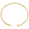 10K Yellow Gold 3mm Hollow Diamond Cut Rope Link Bracelet Lobster Clasp 7-9 Inch