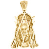 Diamond Royal Crown Jesus Pendant 10K Yellow Gold Round Created Ruby 0.90 Ct.