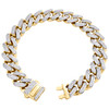 10K Yellow Gold Hollow 13mm Miami Cuban Link Cubic Zirconia CZ Bracelet 9 Inches