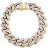 10K Yellow Gold Hollow 15mm Miami Cuban Link Cubic Zirconia CZ Bracelet 9 Inches