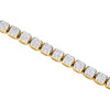10K Yellow Gold Genuine Diamond 5.75mm Flower Set Pave Link 9.25" Bracelet 3 CT.