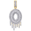 10K Yellow Gold Diamond O Initial Bubble Drip Pendant Pave Dome Charm 0.75 CT.