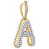 10K Yellow Gold Diamond A Initial Letter Pendant 2 Row Pave Dome Charm 1.33 CT.