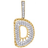 10K Yellow Gold Diamond D Initial Letter Pendant 2 Row Pave Dome Charm 1 CT.