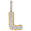 10K Yellow Gold Diamond L Initial Letter Pendant 2 Row Pave Dome Charm 0.87 CT.