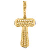 10K Yellow Gold Diamond T Initial Letter Pendant 2 Row Pave Dome Charm 1 CT.