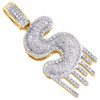 10K Yellow Gold Diamond S Initial Bubble Drip Pendant Pave Dome Charm 0.62 CT.