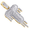 10K Yellow Gold Diamond T Initial Bubble Drip Pendant Pave Dome Charm 0.50 CT.