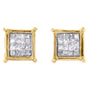 14K Yellow Gold Princess Cut Diamond Studs 6.50mm Invisible Set Earrings 1/4 CT.