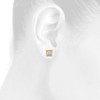 14K Yellow Gold Princess Cut Diamond Studs 6.50mm Invisible Set Earrings 1/4 CT.