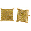 10K Yellow Gold Genuine Yellow Diamond 4 Prong Studs 14mm Pave Earrings 2.04 CT.